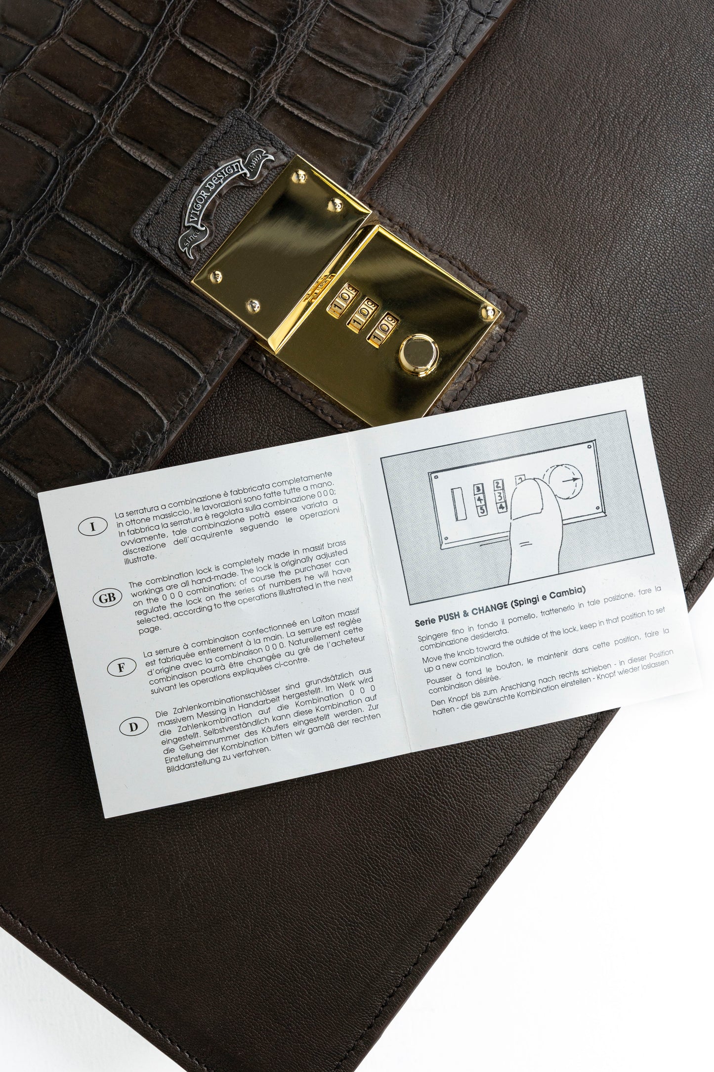 Chocolate Nappa & Crocodile Leather Briefcase