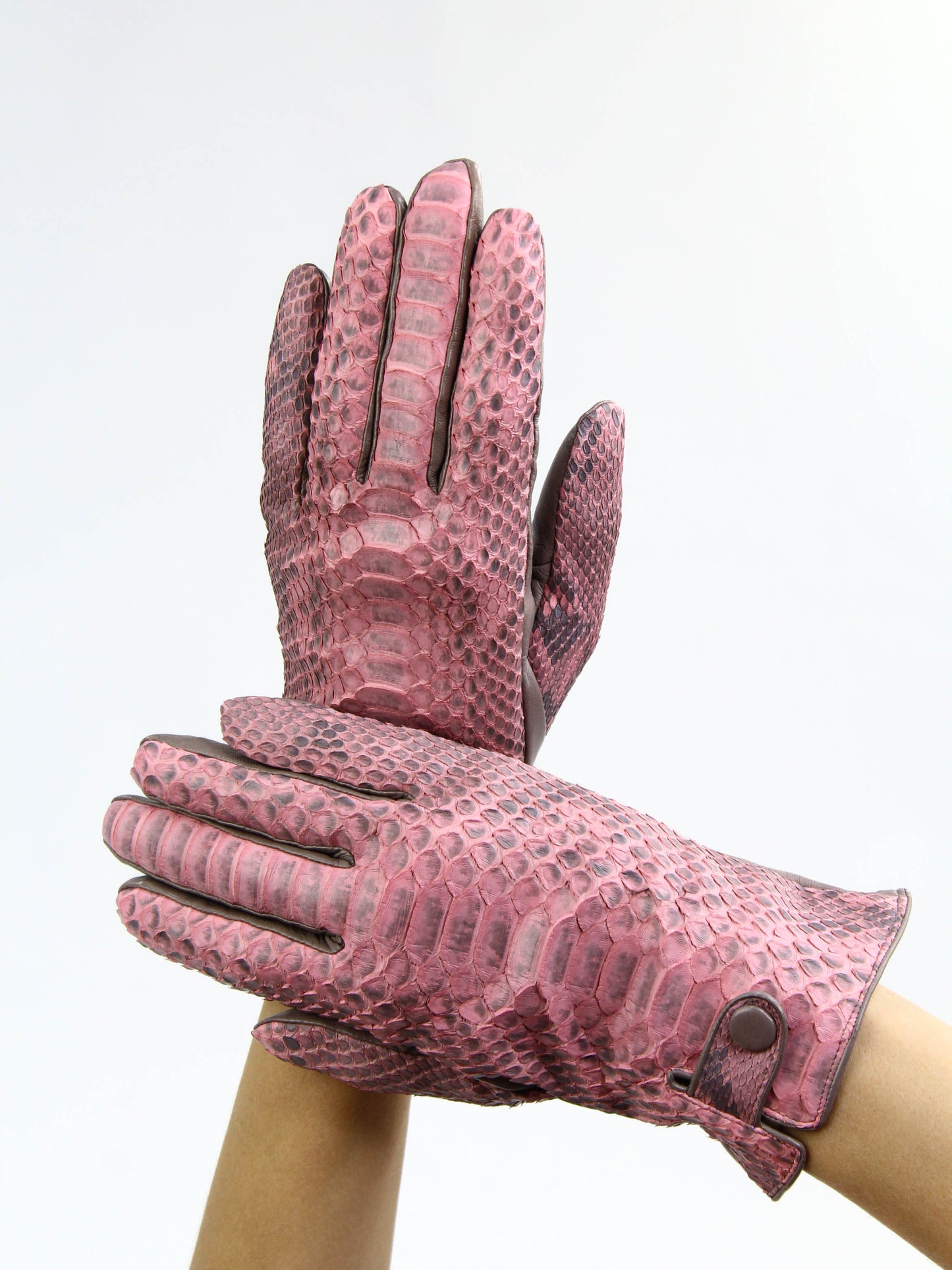 Pink python gloves