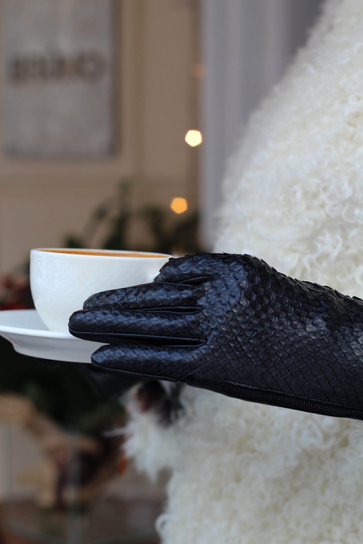 Gloves made of genuine python leather
