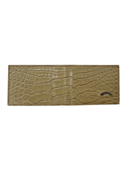 Sahara Beige Nile Crocodile & Nappa Leather Bifold Wallet with Metal Logo