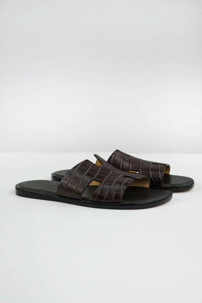 Sandal Dark Brown Croco