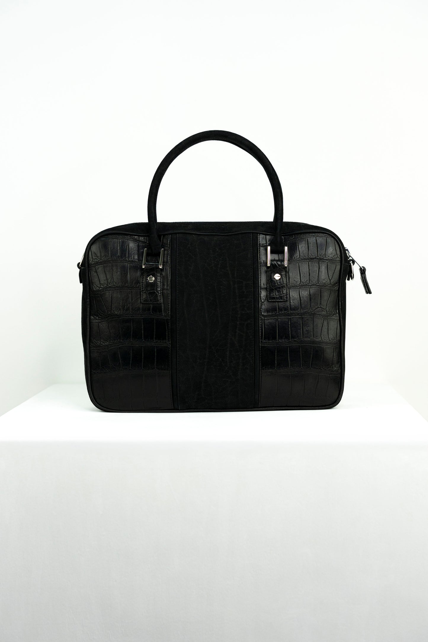 Black Nubuck & Crocodile Laptop Bag
