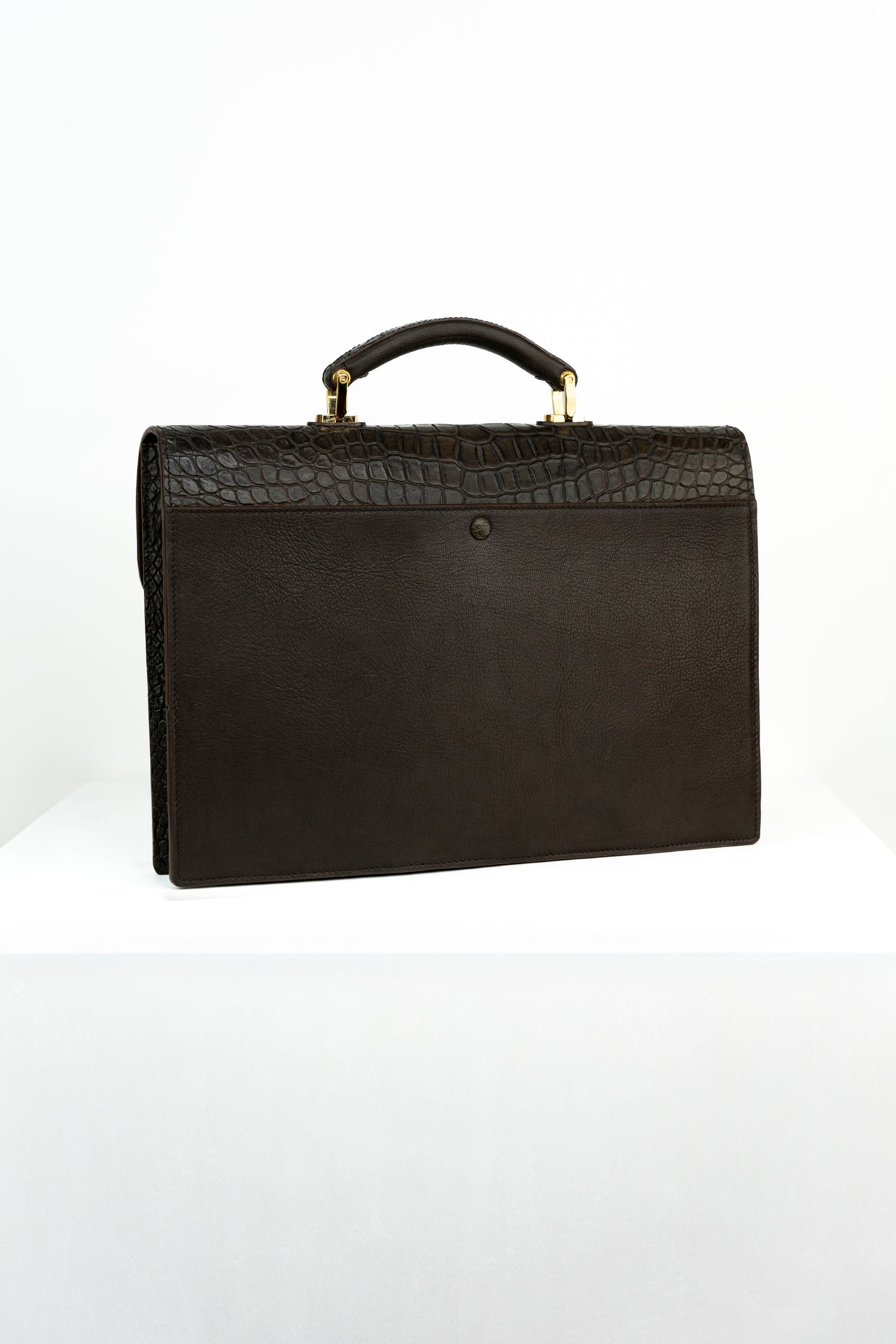 Chocolate Nappa & Crocodile Leather Briefcase