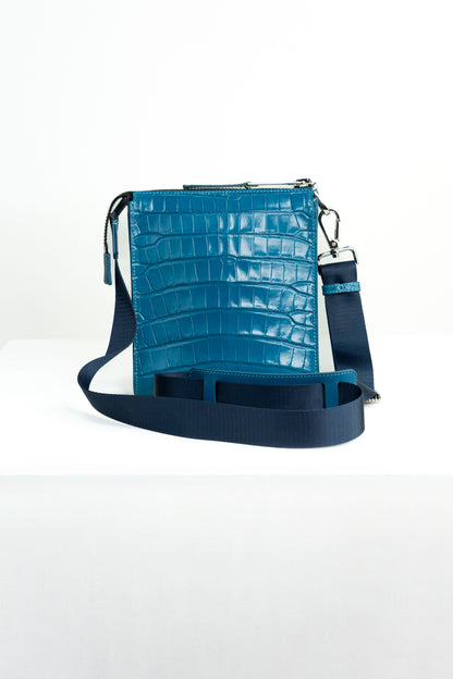 Crocodile Messenger Bag | Azure Blue