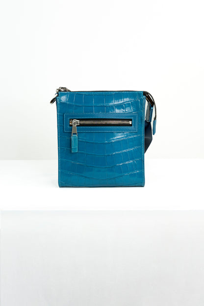 Crocodile Messenger Bag | Azure Blue