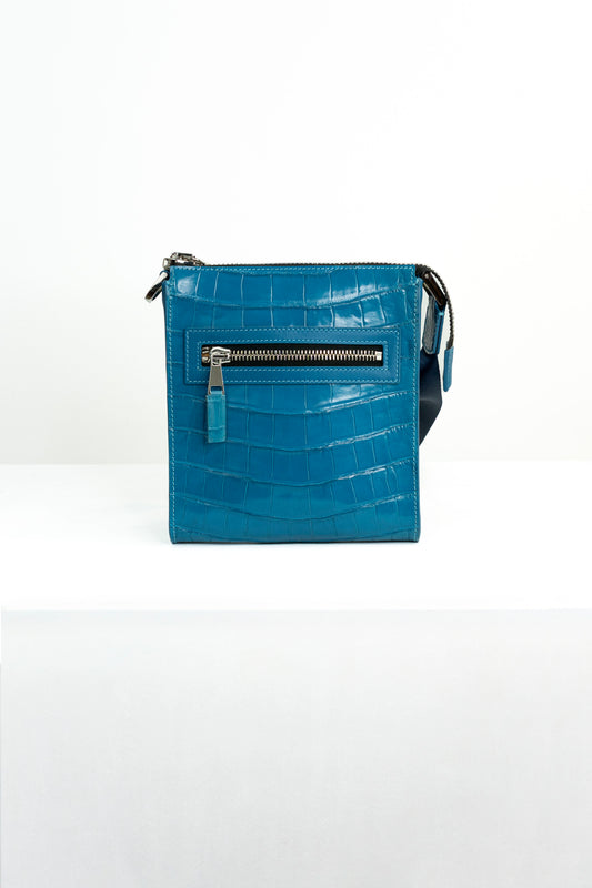 Crocodile Messenger Bag | Azure Blue