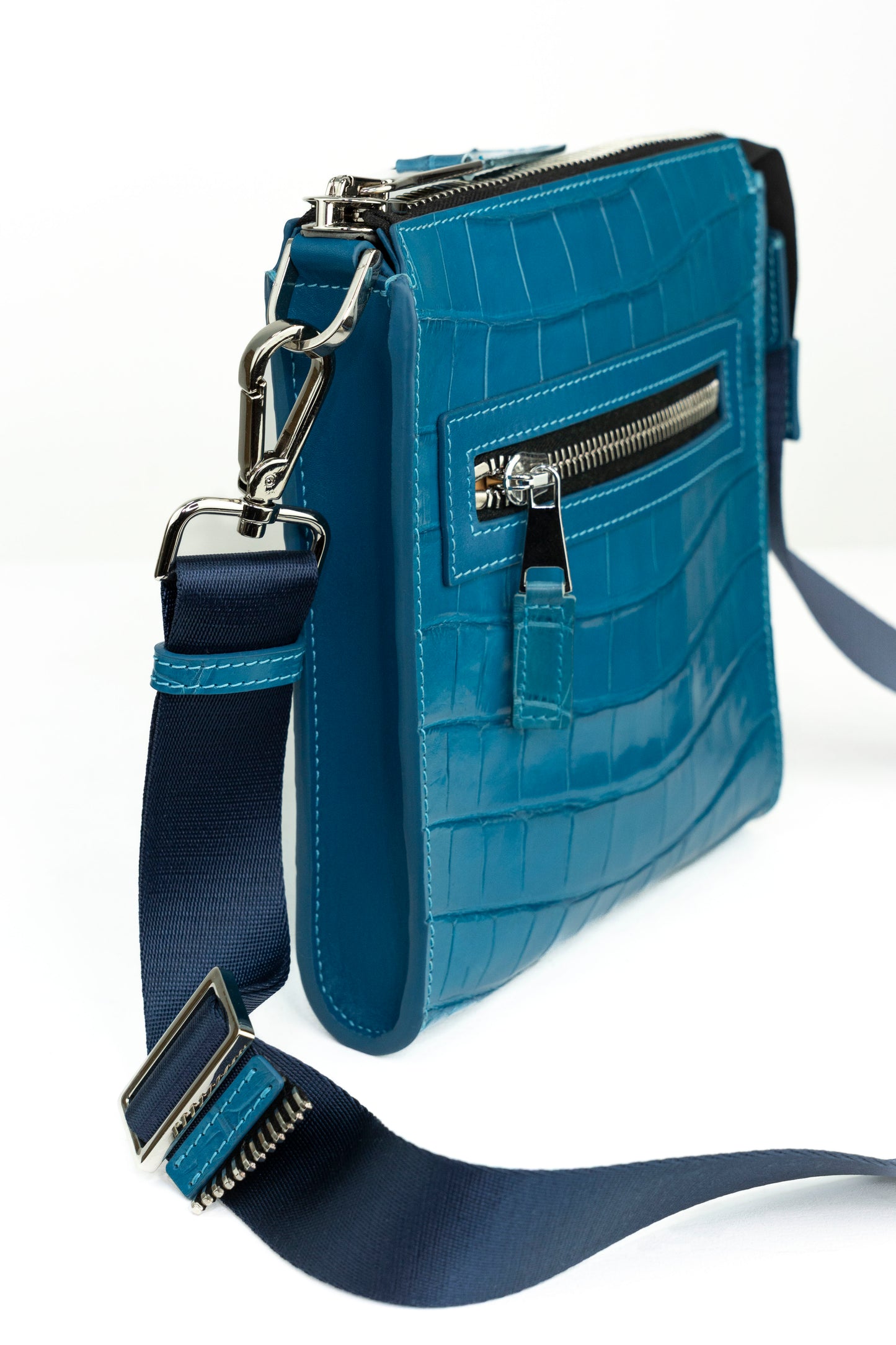 Crocodile Messenger Bag | Azure Blue