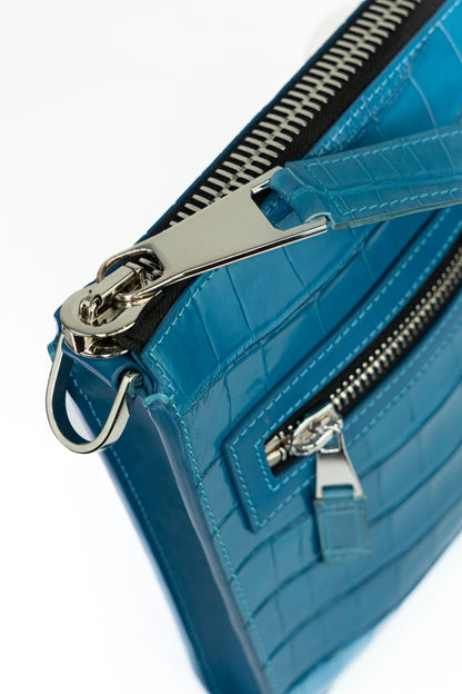 Crocodile Messenger Bag | Azure Blue