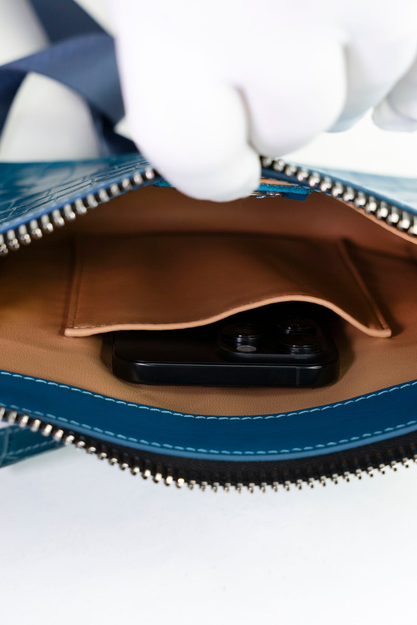 Crocodile Messenger Bag | Azure Blue