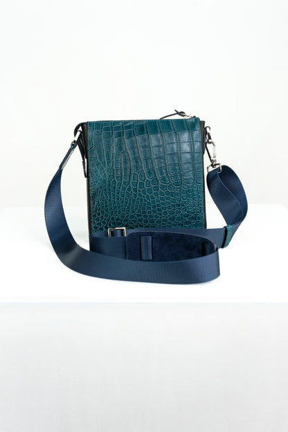 Crocodile Messenger Bag | Deep Teal