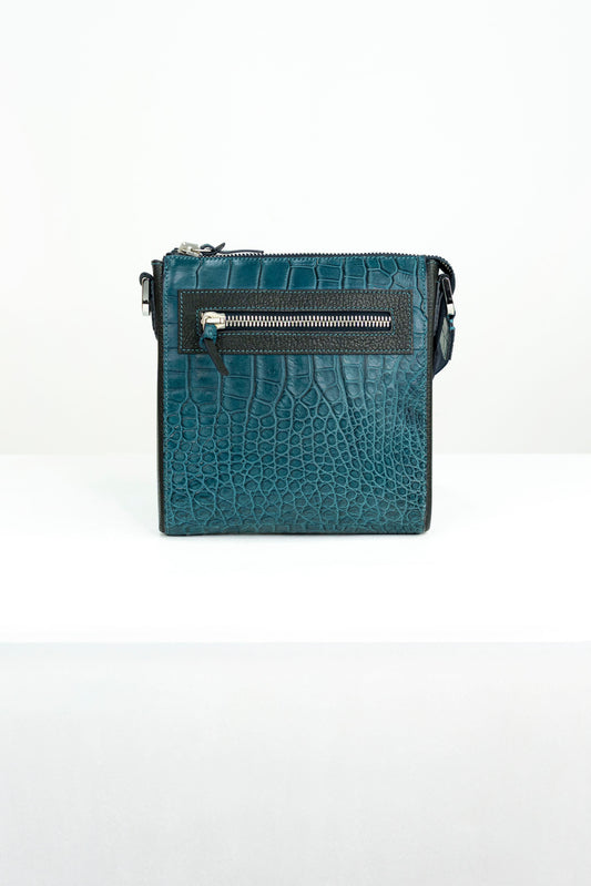Crocodile Messenger Bag | Deep Teal