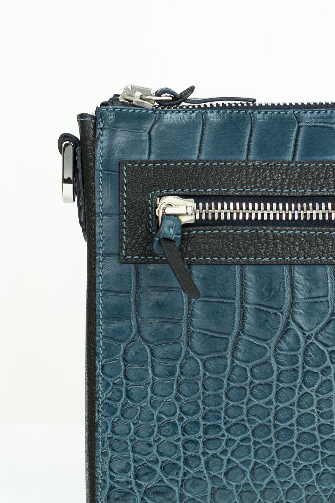 Crocodile Messenger Bag | Deep Teal