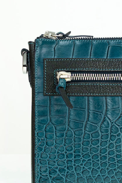 Crocodile Messenger Bag | Deep Teal