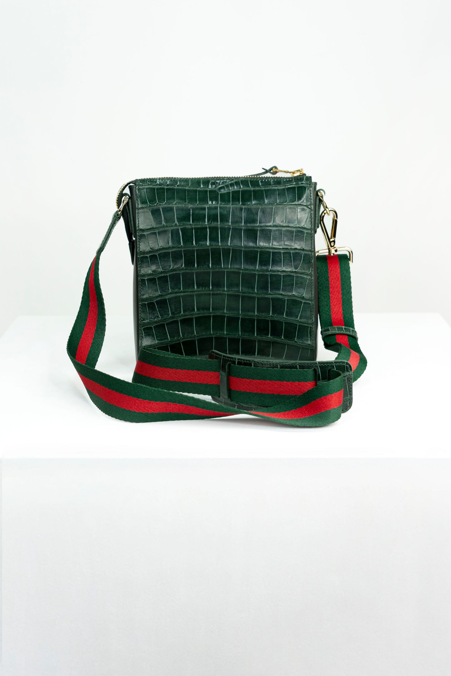 Crocodile Messenger Bag | Emerald & Onyx