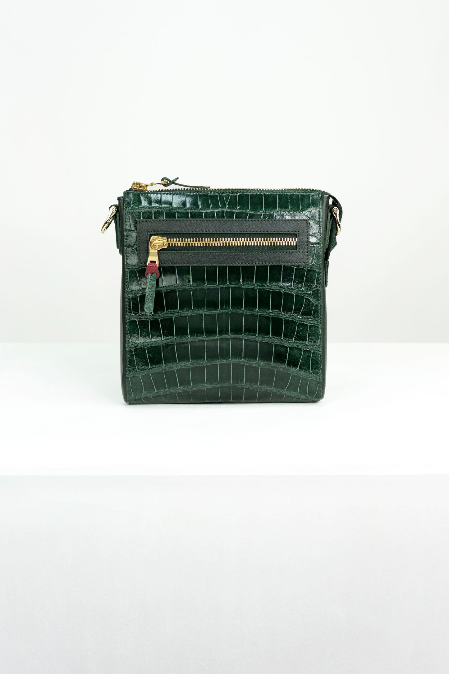 Crocodile Messenger Bag | Emerald & Onyx
