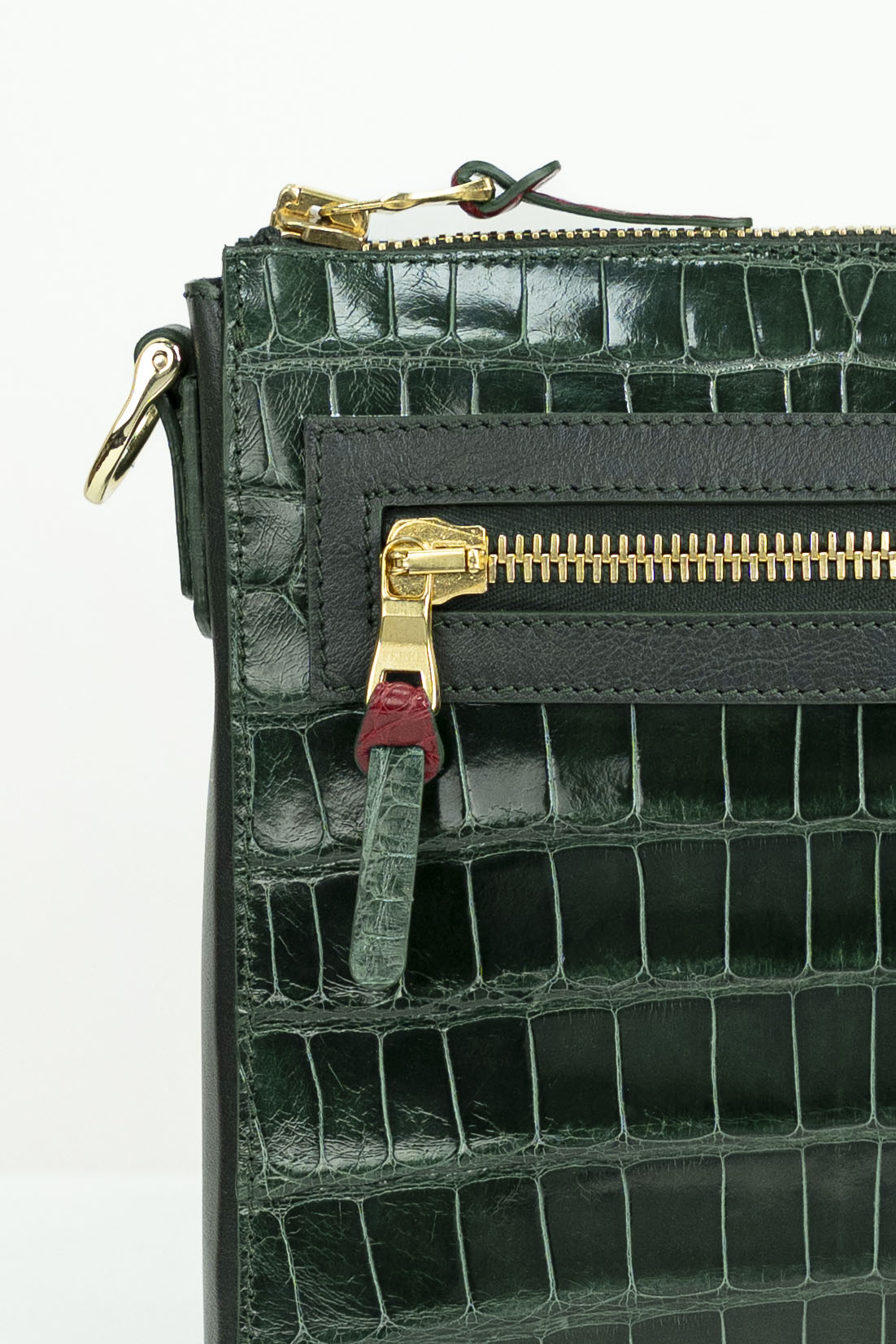 Crocodile Messenger Bag | Emerald & Onyx