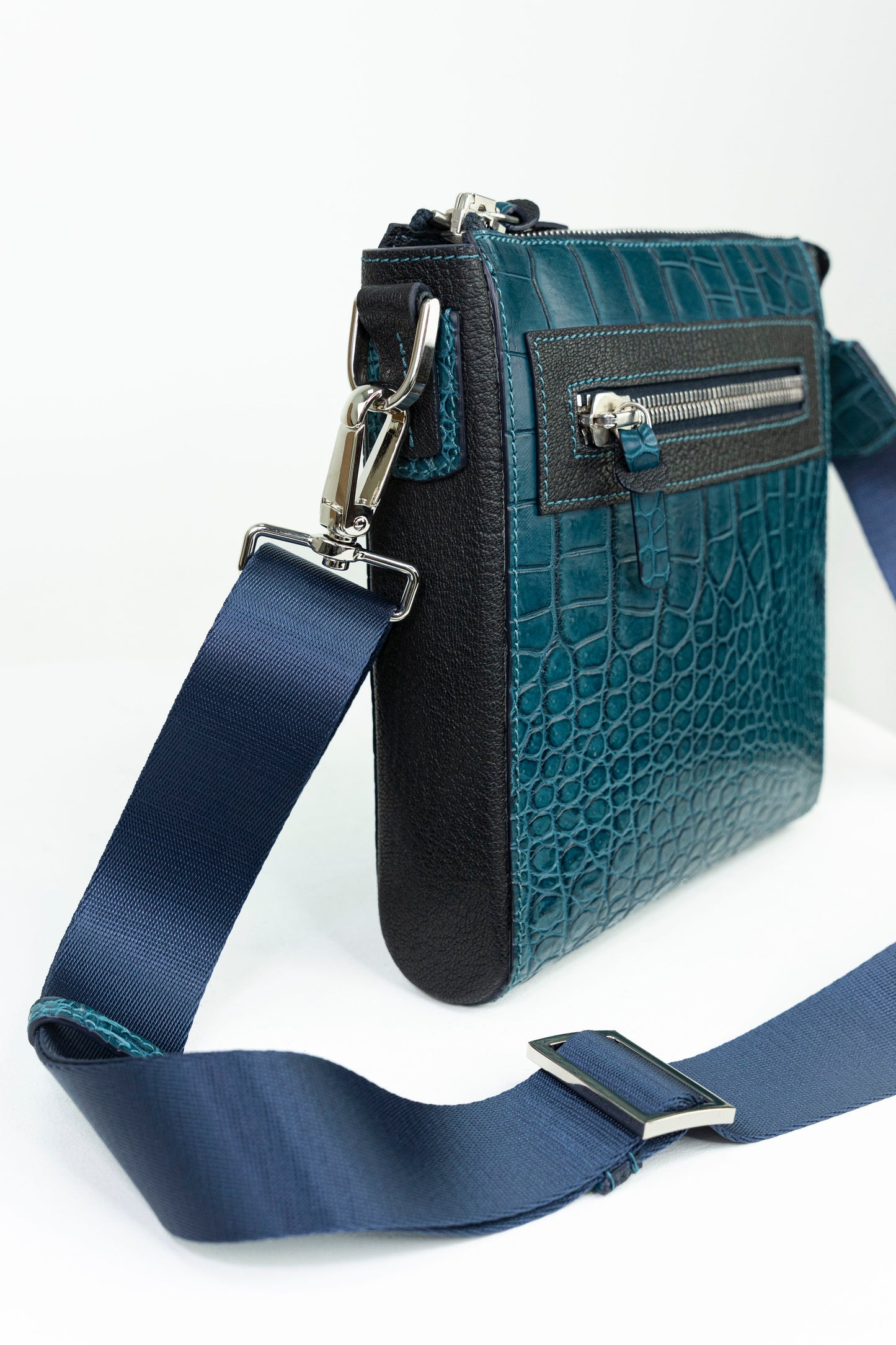 Crocodile Messenger Bag | Deep Teal