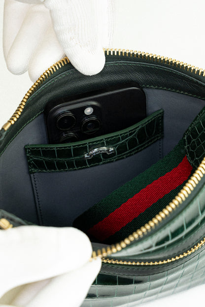 Crocodile Messenger Bag | Emerald & Onyx