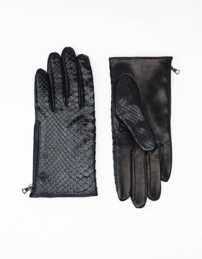 Black python gloves (side zipper)