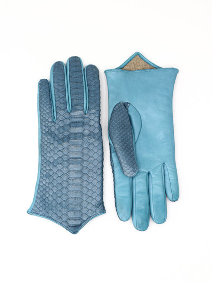 Blue python gloves