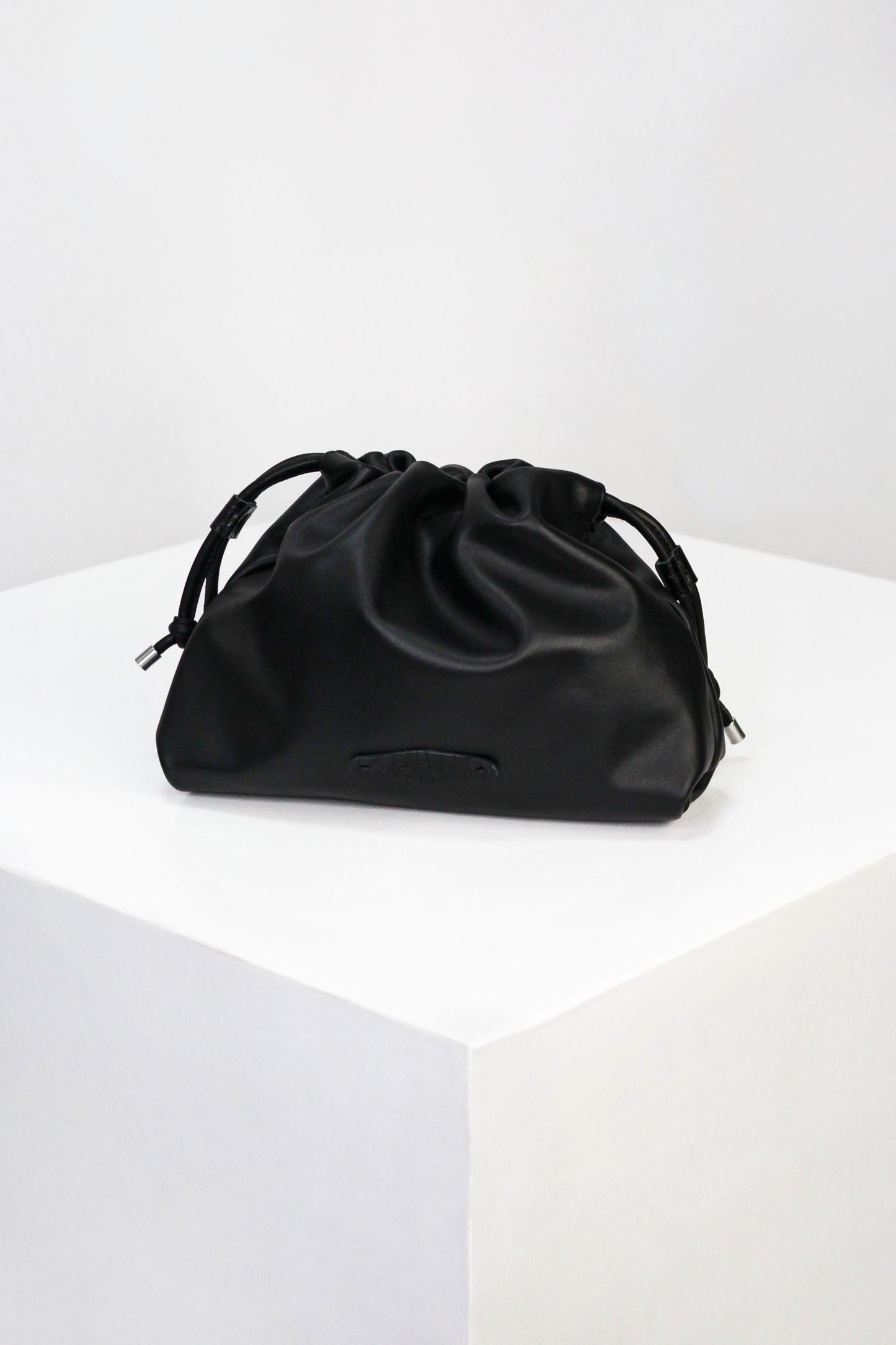 Black Italian Nappa Leather Pouch Clutch – Luxury Bag with Crocodile Accents