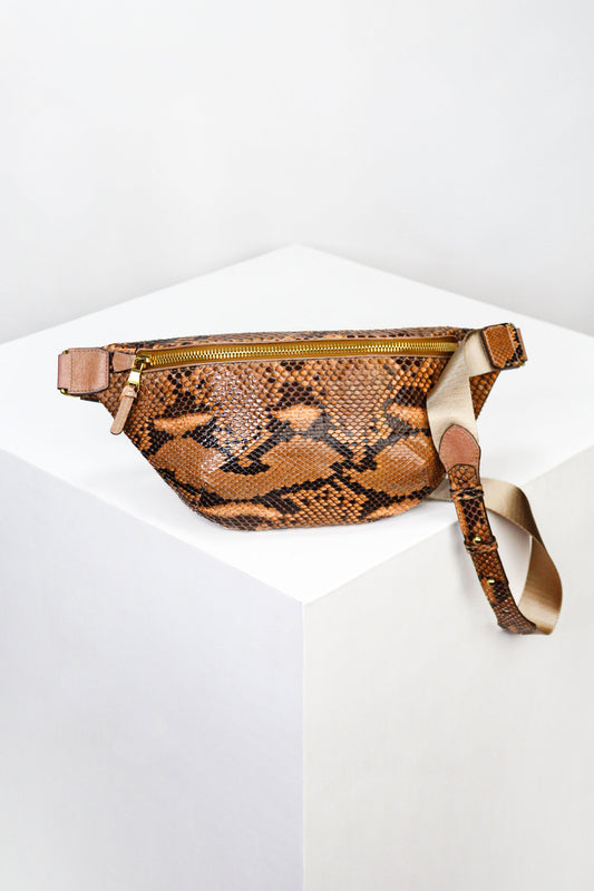 Ochre Python Leather Belt Bag – Luxury Exotic Crossbody Sling